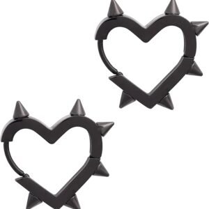 Grunge Emo Punk Y2K Spike Heart Hoop Earrings